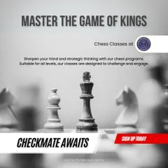 Our chess programs are designed to sharpen the mind and elevate strategic thinking. We offer classes suitable for all levels, from absolute beginners to advanced players seeking a new challenge.