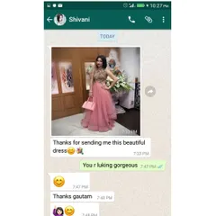 Nothing makes me happier than receiving messages like this. A screenshot of a client's feedback on her custom asymmetric pink gown, a perfect example of how we bring dream dresses to life.