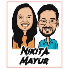 A clean and simple digital caricature of a couple, created for a Kotak Mahindra Bank event. This headshot style is great for social media profiles or event branding.