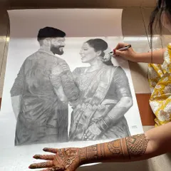My passion for mehendi comes from my love for portrait drawing. This is a look at my artistic process, where my skill in pencil sketching translates directly into creating lifelike and expressive portraits in my henna designs.