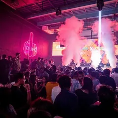 Igniting the night at LIIT Pune. This shot captures the full club experience with CO2 cannons firing as DJ Yoschi and I command the stage.