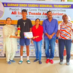 Shreyas celebrating his Singles title win at the AITA U18 National Series tournament in Jalandhar. His consistent performance throughout a challenging week was truly commendable.