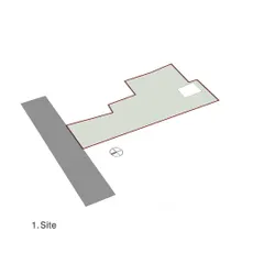 The design process for Aspire School began with analyzing the site. This diagram shows the first step in planning the building's layout to optimize its relationship with the surrounding environment and climate.