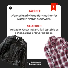 When do you wear them? Jackets are your go-to for colder weather, serving as true outerwear. Shackets are versatile pieces for spring and fall, great for layering or wearing on their own.