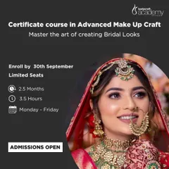 Master the art of bridal looks with our Certificate Course in Advanced Make-Up Craft. This 2.5-month program is your first step toward becoming a professional bridal makeup artist.