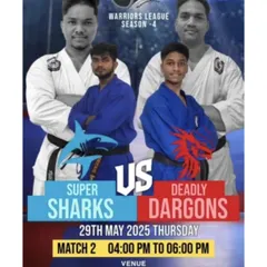 A promotional poster for Match 2 of our Warriors League, featuring the Super Sharks versus the Deadly Dargons. These events generate excitement and healthy competition among our students.