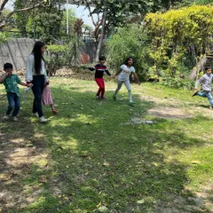 Taking the fun outdoors! Our spring camp includes outdoor games and activities to make the most of the beautiful weather.