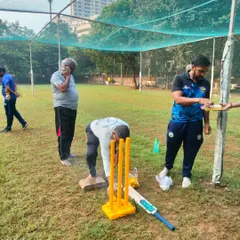 Setting up the stumps for the first time at our new Kopri ground.