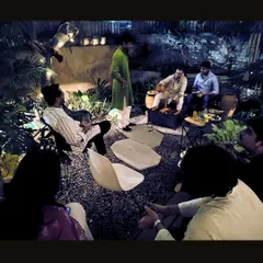 Our team celebrating Diwali in the studio courtyard. This space was designed for exactly this purpose: to be a place for gathering, conversation, and community, surrounded by nature.