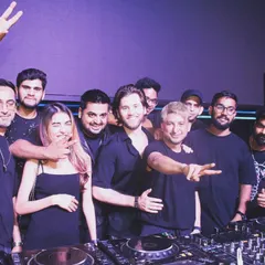 The whole crew together after an epic night with Colle and Ankytrixx. It's a team effort to put on a show of this scale.