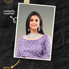 Our rental jewellery is perfect for making a statement. This model looks unusually beautiful in a delicate American Diamond necklace, ideal for an elegant and modern look.