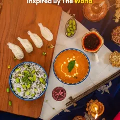 Festive feasting inspired by the world. This image shows a beautiful Diwali setup with some of my Pan-Asian dishes.