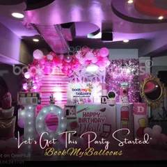 This makeup and glam theme for Dhrithi's 10th birthday was all about sparkle. The pink and white decor with lipstick and eyeshadow props shows how we can get a party started in style.