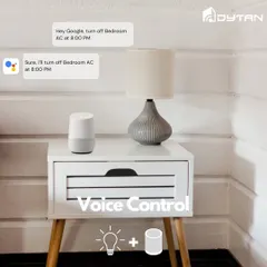 Voice control makes life more convenient. Here, a user tells their Google Assistant to turn off the bedroom AC at a specific time, automating comfort and saving energy.