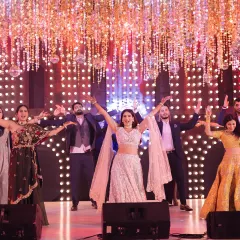 Look at that energy! This is what happens when the bride and her entire squad come together to own the stage. I love creating these full-scale group performances that get the whole crowd hyped.