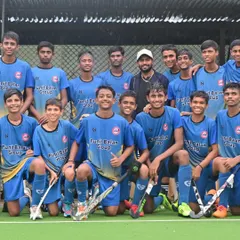 Hard work pays off. Here is our team after securing a silver medal at the Sub Junior West Zone Hockey Championship in Surat.