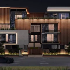 This architectural lighting simulation demonstrates our approach to complex, multi-material facades. The design for this building by Cityspace'82 Architects uses light to distinguish between the wood, metal, and concrete elements, creating depth and visual interest.