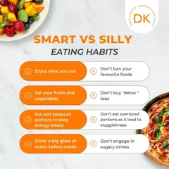 A simple guide to smart vs. silly eating habits. Enjoy your favorite foods, eat balanced portions, and drink water. It's about making mindful choices, not banning everything you love.