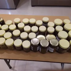 A large batch of pickle jars ready to be labelled and shipped out. Seeing my kitchen table filled like this reminds me of how far I've come on this journey, and I'm so thankful for every order.
