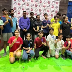 A moment of pride for the AKS family. This picture shows the diverse group of junior and adult players who competed and won at one of our recent badminton championships.