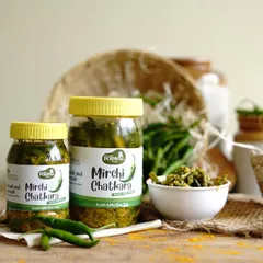For those who love a bit of spice, my Mirchi Chatkara is the perfect choice. This green chilli pickle is sharp, spicy, and adds a kick to any meal.