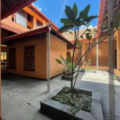 A young tree planted in the central courtyard, destined to grow with the family and become the living heart of the home.