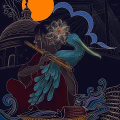 My digital illustration work allows me to blend moody, atmospheric backgrounds with glowing, intricate linework. This piece, 'Sonar Tori,' is an ode to my roots in Kolkata, weaving together landmarks and myths. This style is perfect for creating personalized digital artwork or unique prints that carry a dreamlike quality.