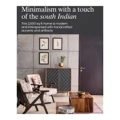 A feature in a magazine showcasing one of our projects with the title "Minimalism with a touch of the south Indian."