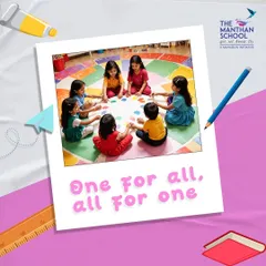 One for all, and all for one. We encourage teamwork and collaborative learning, as seen here where students work together on a group activity in a circle of friendship.