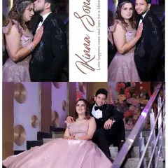 "Kinna Sona." This stylish collage captures the romance of a couple's shoot, with a mix of candid and posed shots that highlight their chemistry.