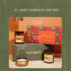 For those who prefer sweet and classic flavours, our Sweet Symphony Gift Box is a perfect choice. It features our Mango Kesar Murabba and Amla Kesar Murabba, paired with a festive candle.