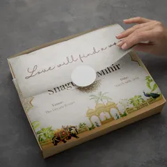 There's something so special about a physical invitation box. This one I designed for Shagun and Mihir had a beautiful, traditional Indian theme with custom illustrations of elephants and peacocks. I can create a full suite, from the box to the inserts, all tied together perfectly.