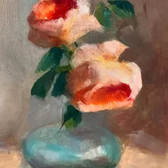 I did this floral painting by following a live demo by artist Paul Foxton. I learned so much about color and chroma. I kept the painting a bit according to my own style. This is an oil on linen practice work.