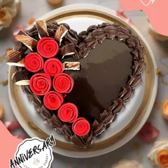 A classic symbol of love, this heart-shaped chocolate cake is rich, decadent, and romantic. We decorated it with deep red buttercream roses for Tisha and Gautam's anniversary in Sushant Lok.