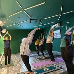 Our studio offers plenty of space for group wellness activities like yoga. This is a shot from a recent International Yoga Day session hosted in our space.