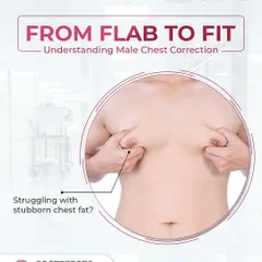Many men struggle with what they believe is stubborn chest fat, but it is often gynecomastia. This graphic explains that the condition is treatable. My surgical technique is designed to correct the issue, helping you transition from feeling self-conscious to confident.