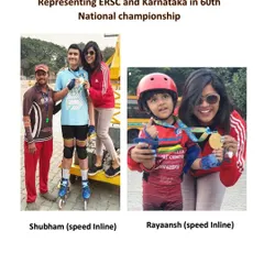 A graphic celebrating our para-skating champs, Shubham and Rayaansh, as they prepared to represent Karnataka.