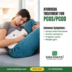 This graphic outlines the common symptoms of PCOS/PCOD, including insulin resistance and weight gain. My Ayurvedic treatments are designed to address these specific issues and restore hormonal health.