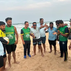 Team bonding is a must. Here we are with the Assam cricket team during an activity at Rushikonda Beach. A united team is a strong team.