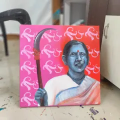 The "Sickle" painting, ready to challenge someone's living room decor. My feminist art is not meant to be passive; it is meant to start a conversation.
