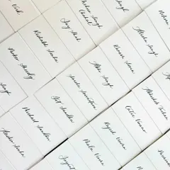 Keeping it simple and elegant. A full set of place tags written in my signature modern calligraphy style, ready for a sit-down dinner.