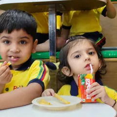 A simple, kid-approved meal of french fries and juice. We focus on providing food that children love in a hygienic environment.