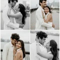 A black and white collage from a New York City pre-wedding shoot. This treatment gives the images a timeless, classic feel, focusing on the emotion and the iconic shapes of the city.