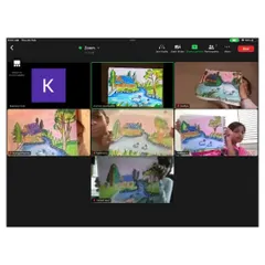 Our classroom has no walls. This is a snapshot from one of my online Zoom sessions, where young artists from around the world connect, share their work, and learn together, proving that creativity knows no distance.