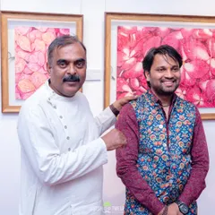 With senior artist Ganesh Doddamani at an exhibition inauguration. It is always an honor to connect with and learn from other inspirational artists.