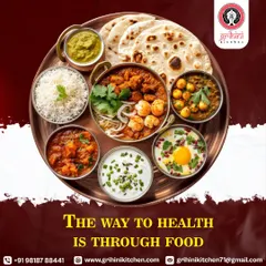 A beautifully arranged thali showcasing the variety I offer. This plate has everything: roti, rice, dal, sabzi, raita, and even a chutney, making for a complete and wholesome meal.
