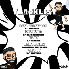 The complete tracklist for the "Desi Jersey OG" EP. Each song is a collaboration, showcasing a different flavor of the Desi Jersey sound.