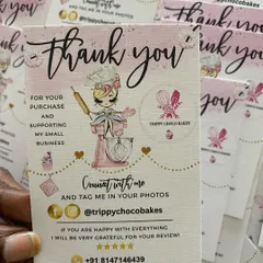 The beautiful script and custom illustration on these thank you cards make customers feel truly appreciated.