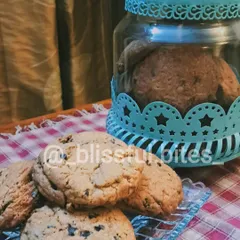 My choco-chip cookies are a perfect companion for tea or coffee. Here they are, fresh from the oven and ready to be enjoyed.