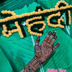 My work on display at a mehndi event. I love being part of festive celebrations and sharing my art.